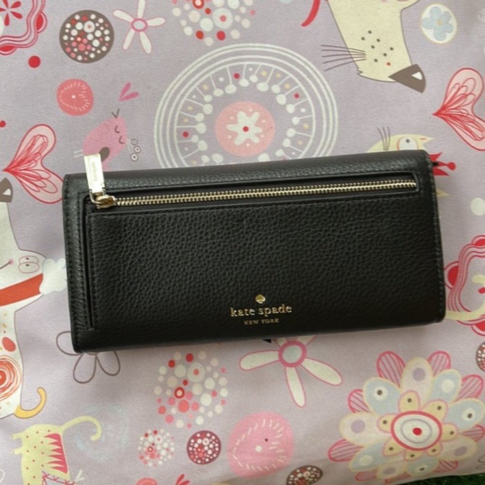 Kate Spade Marti Large Slim Flap Wallet Black - Picture 10 of 14